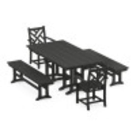 Chippendale 5-Piece Farmhouse Dining Set in Black