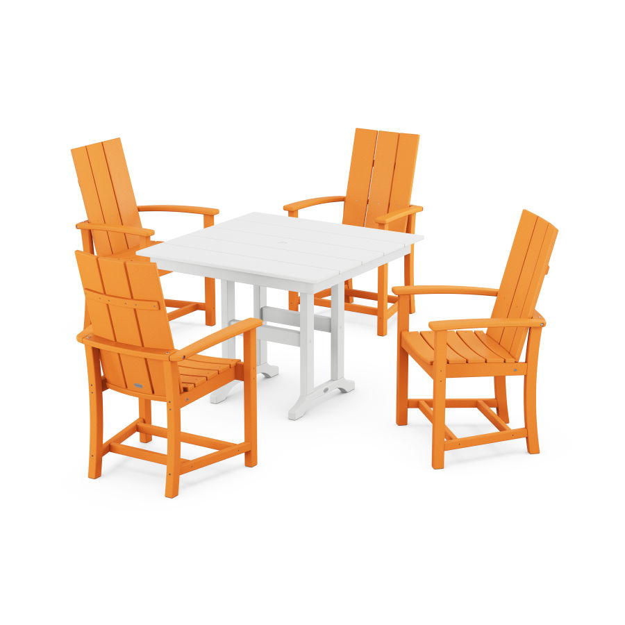 POLYWOOD Modern Adirondack 5-Piece Farmhouse Dining Set in Tangerine