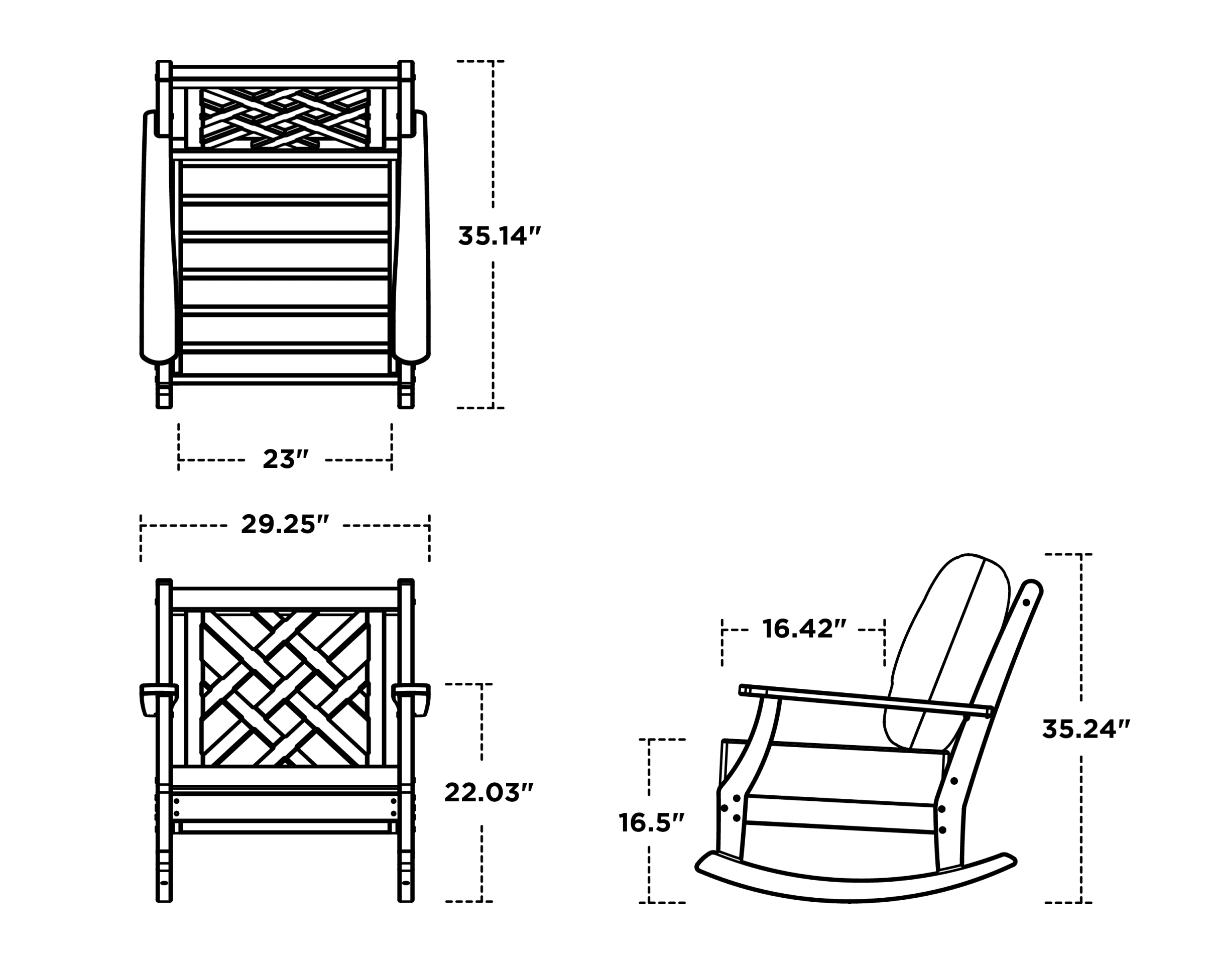 Dimensions for Wovendale Deep Seating Rocking Chair