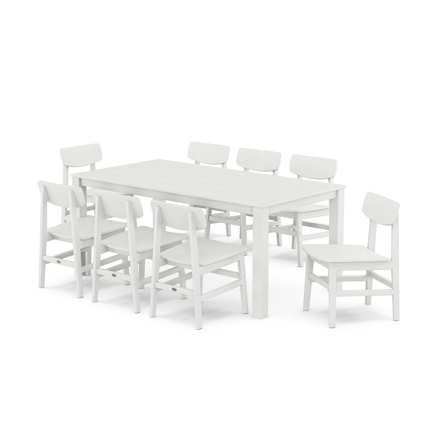 POLYWOOD Modern Studio Urban Chair 9-Piece Parsons Dining Set in White