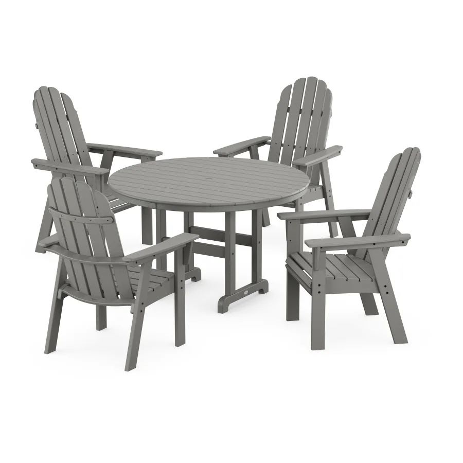 POLYWOOD Vineyard Curveback Adirondack 5-Piece Round Farmhouse Dining Set