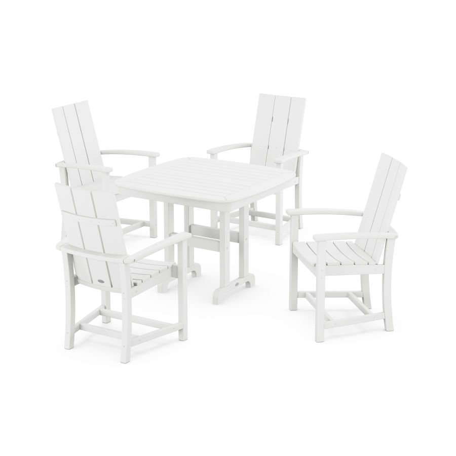 POLYWOOD Modern Adirondack 5-Piece Dining Set in White