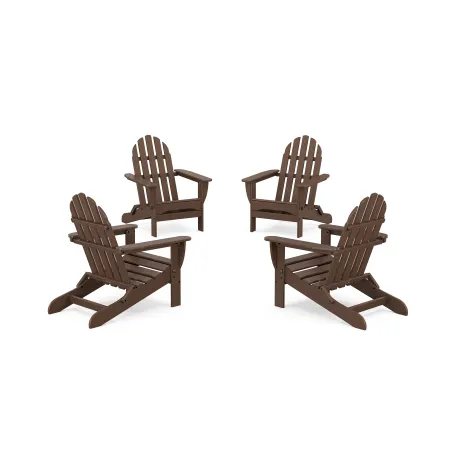 POLYWOOD Classics 4-Piece Folding Adirondack Conversation Set in Mahogany