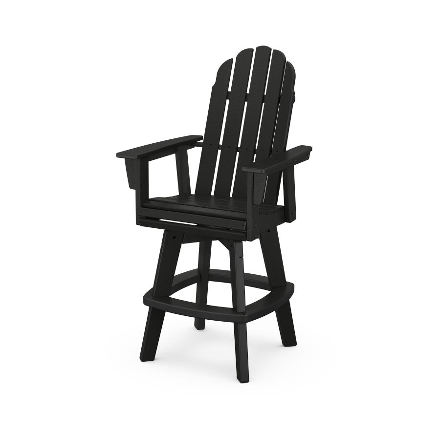 POLYWOOD Vineyard Adirondack Swivel Bar Chair in Black
