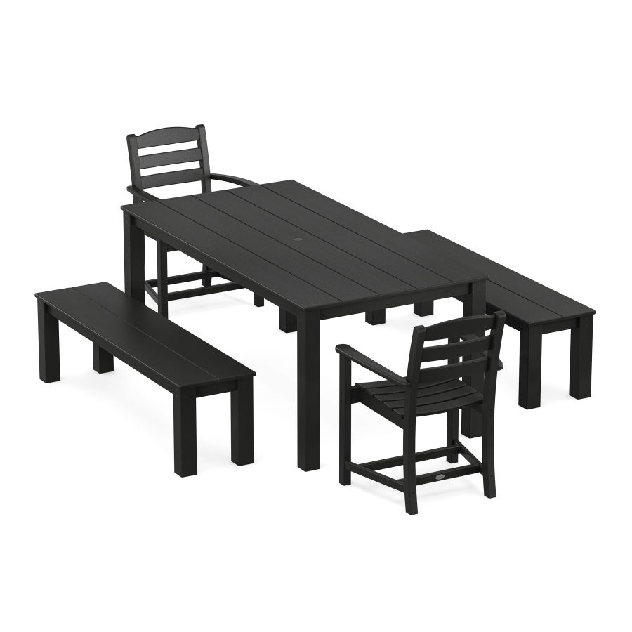 POLYWOOD La Casa Cafe' 5-Piece Parsons Dining Set with Benches in Black