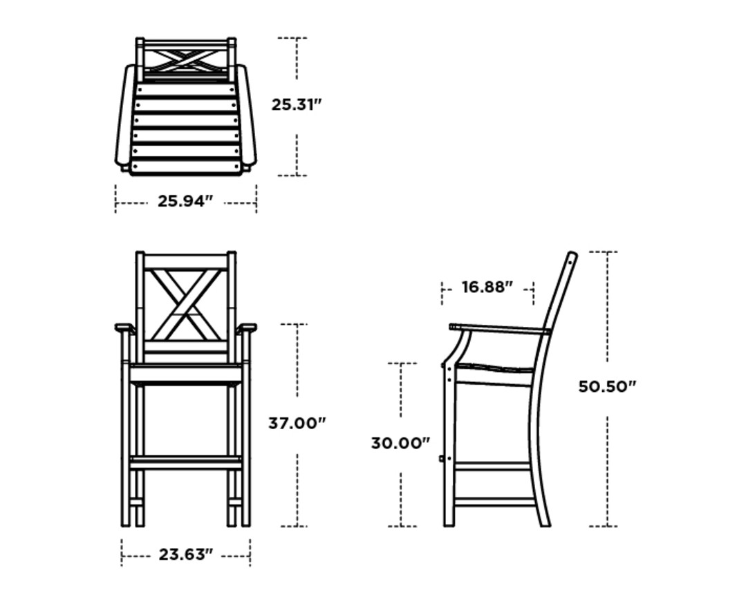 Dimensions for Braxton Bar Arm Chair