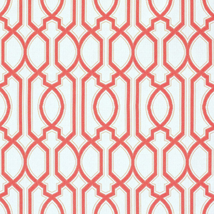 POLYWOOD Chelsey Trellis Coral Performance Fabric Sample