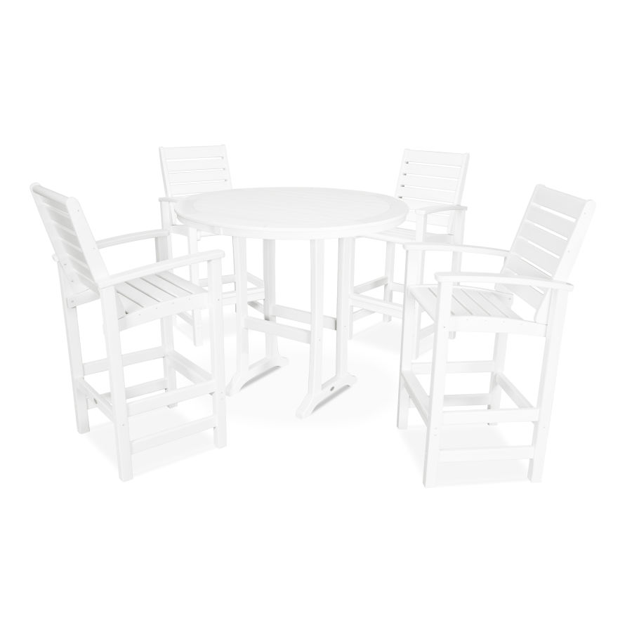 POLYWOOD Signature 5 Piece Bar Dining Set in White