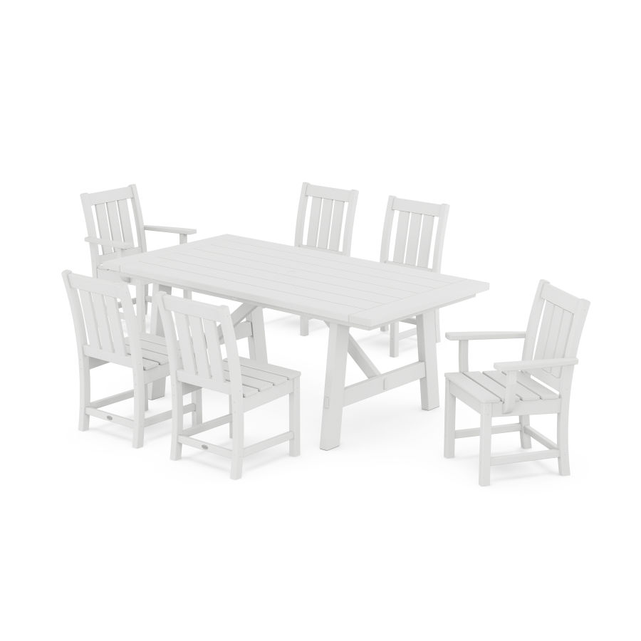 POLYWOOD Oxford 7-Piece Rustic Farmhouse Dining Set in White
