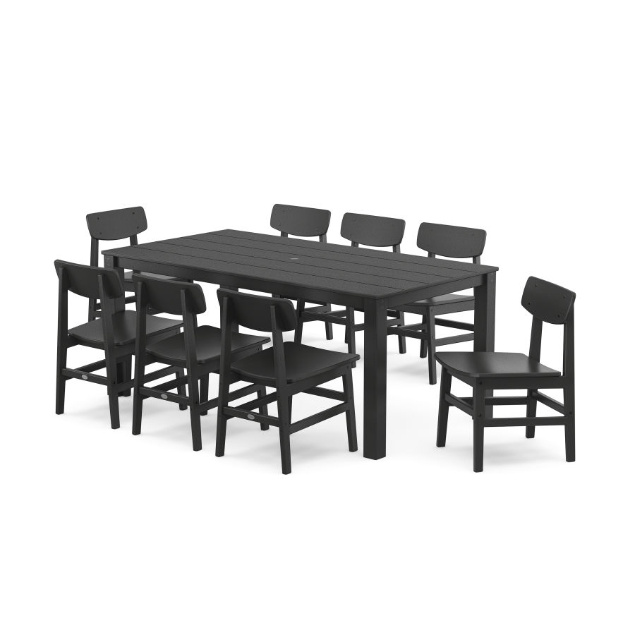 POLYWOOD Modern Studio Urban Chair 9-Piece Parsons Dining Set in Black