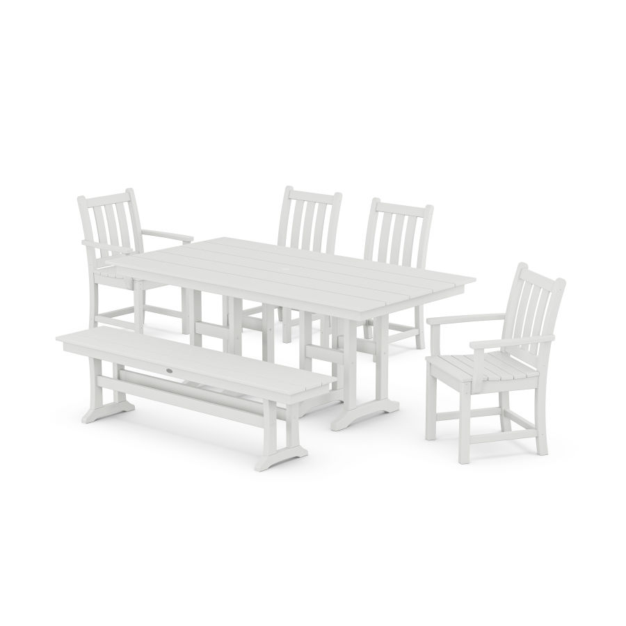 POLYWOOD Traditional Garden 6-Piece Farmhouse Dining Set in White
