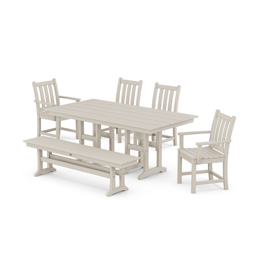 POLYWOOD Traditional Garden 6-Piece Farmhouse Dining Set in Sand