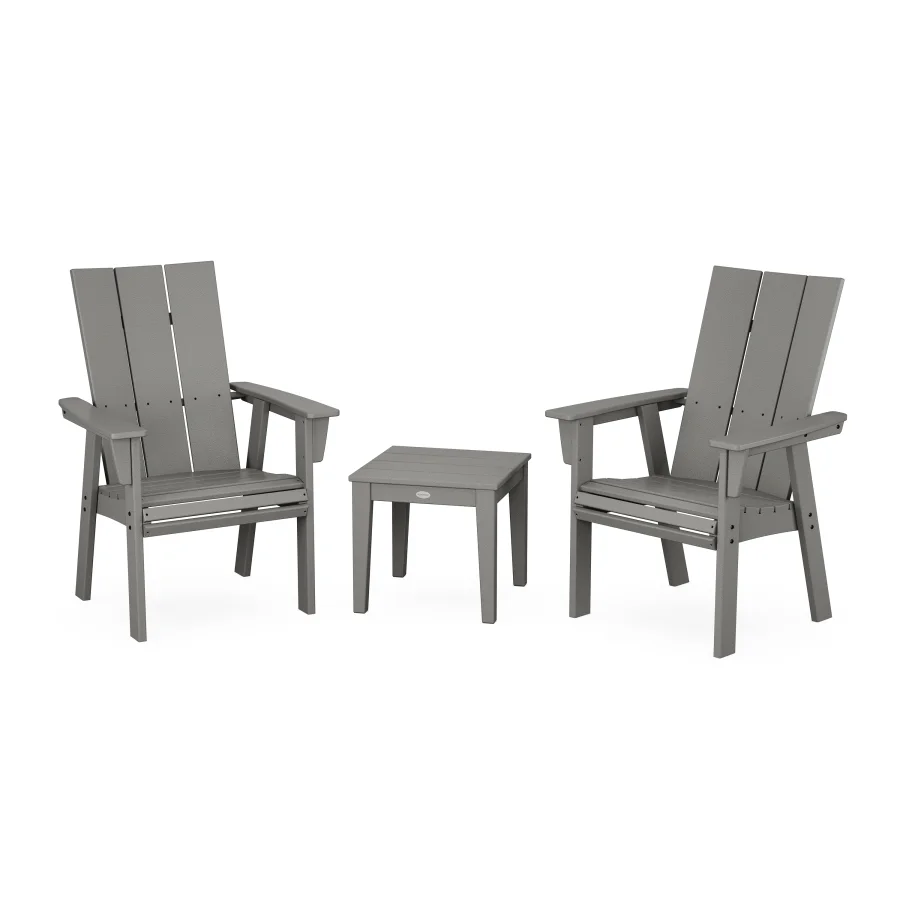 POLYWOOD Modern 3-Piece Curveback Upright Adirondack Chair Set