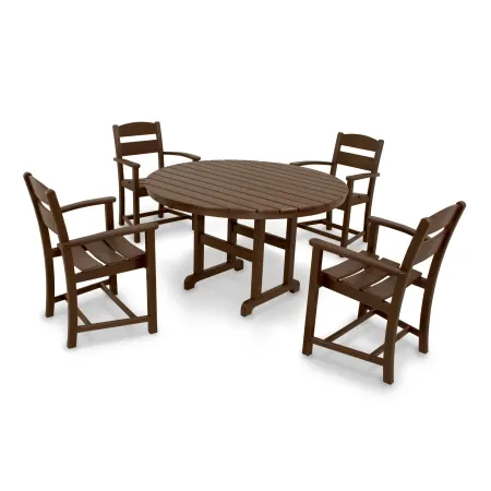 POLYWOOD Classics 5-Piece Round Dining Set in Mahogany