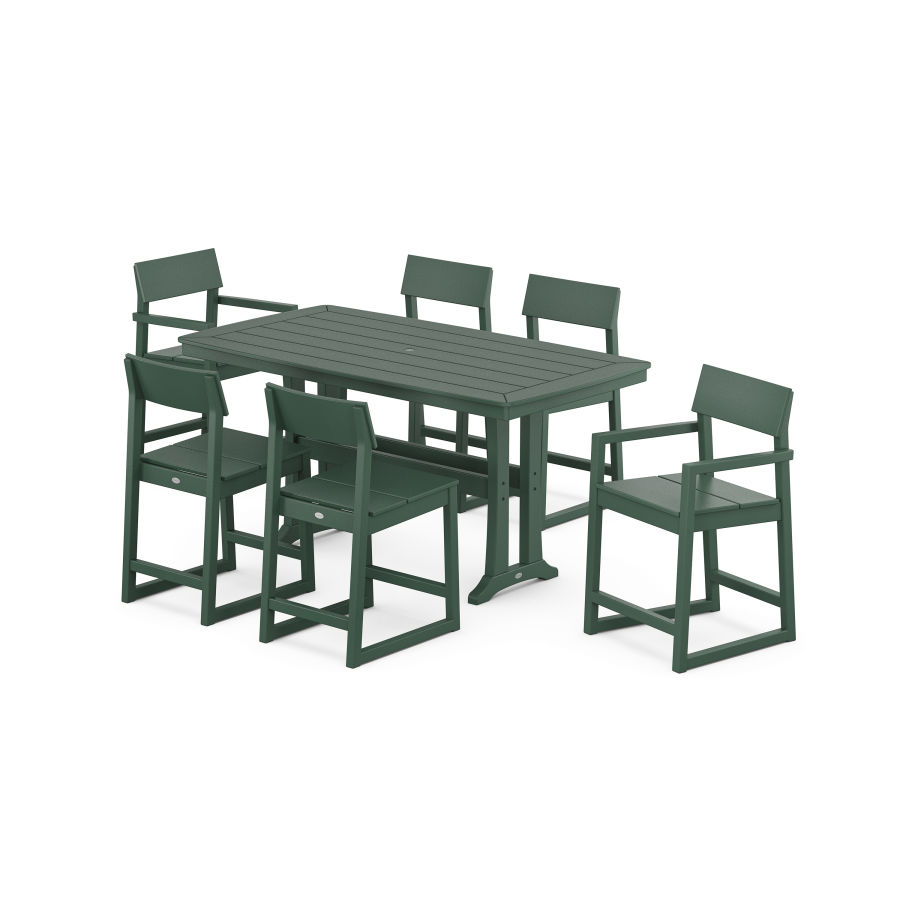 POLYWOOD EDGE 7-Piece Counter Set with Trestle Legs in Green