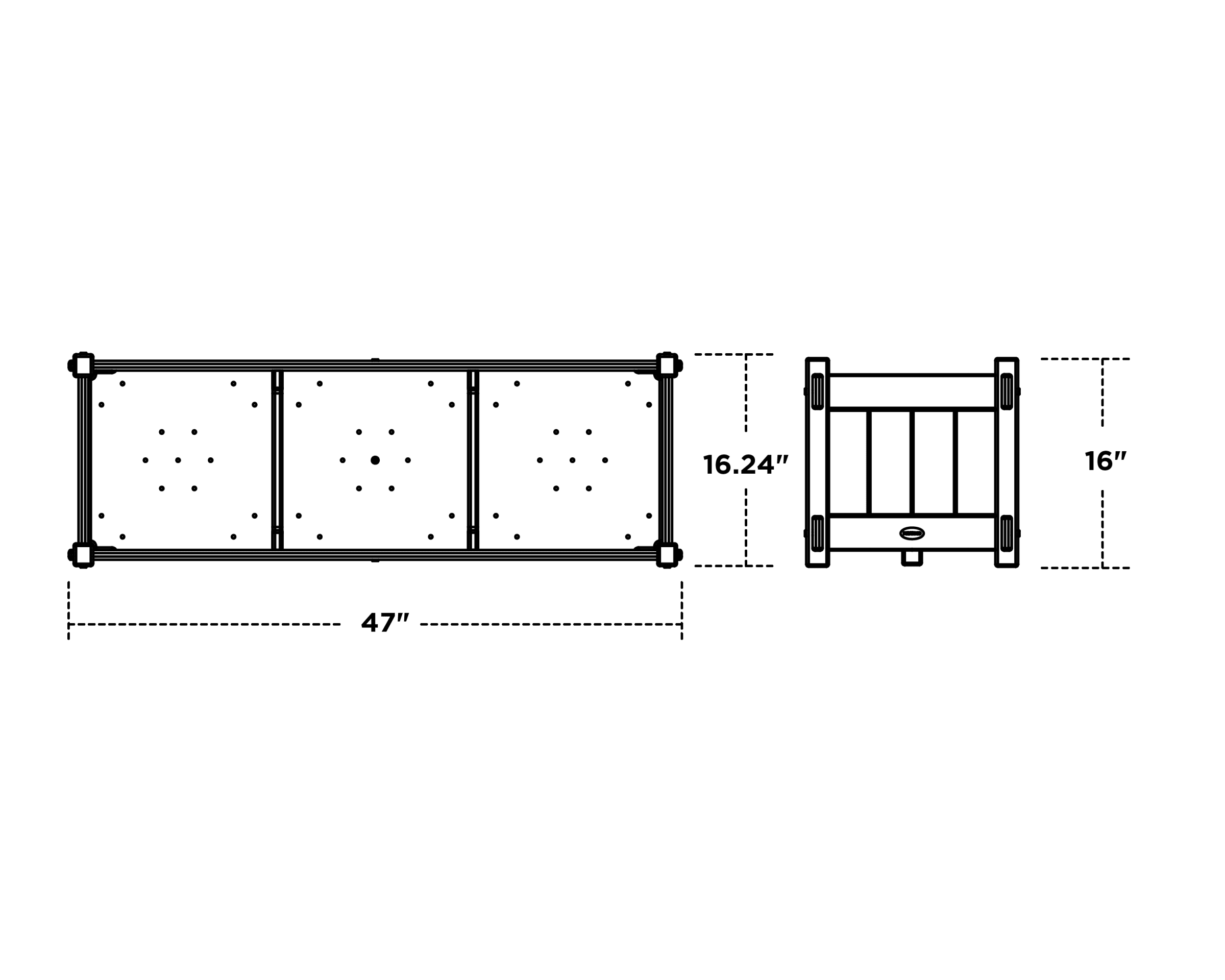 Dimensions for Vineyard Rectangle Triple Planter Box