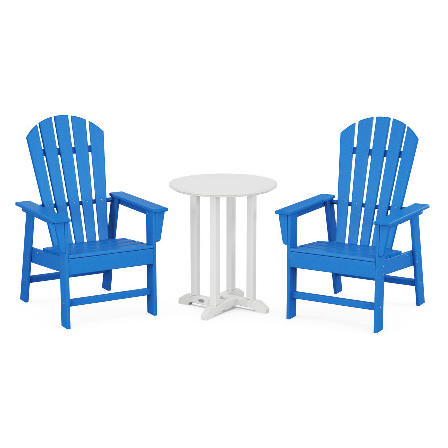 POLYWOOD South Beach 3-Piece Round Dining Set in Pacific Blue