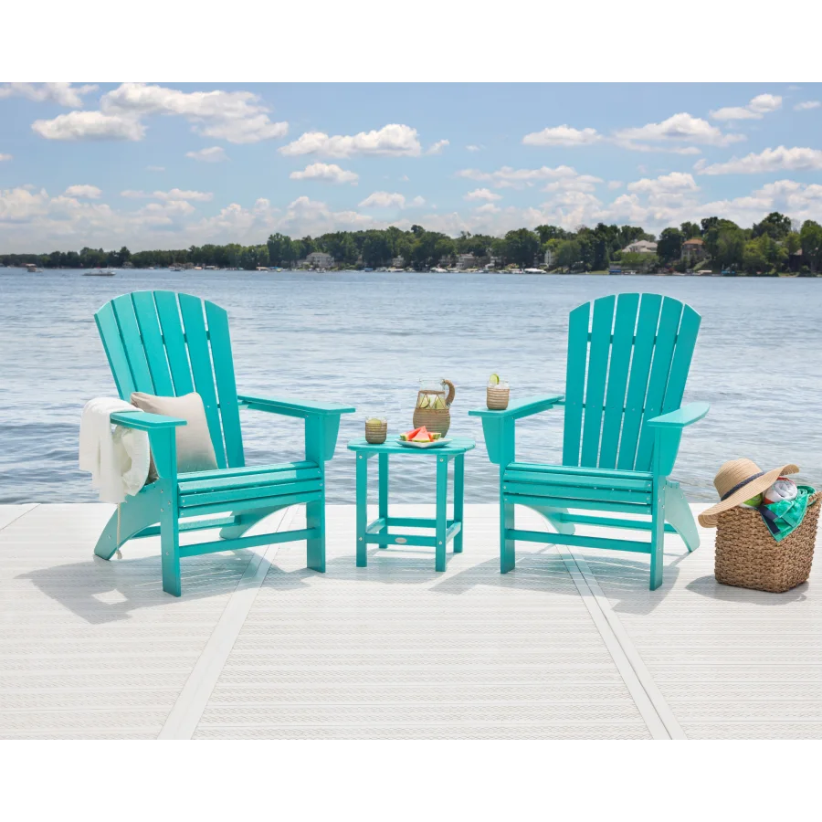 Nautical 3-Piece Curveback Adirondack Set