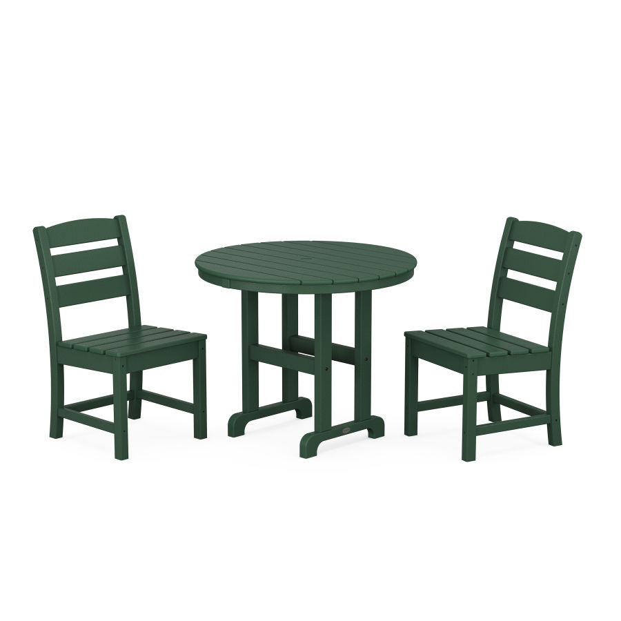 POLYWOOD Lakeside Side Chair 3-Piece Round Dining Set in Green