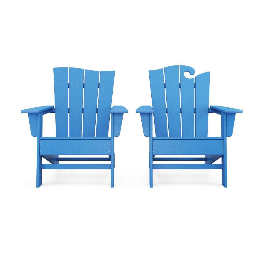 POLYWOOD Wave 2-Piece Adirondack Set with The Wave Chair Left in Pacific Blue