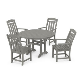 POLYWOOD® Country Living 5-Piece Round Dining Set with Trestle Legs ...