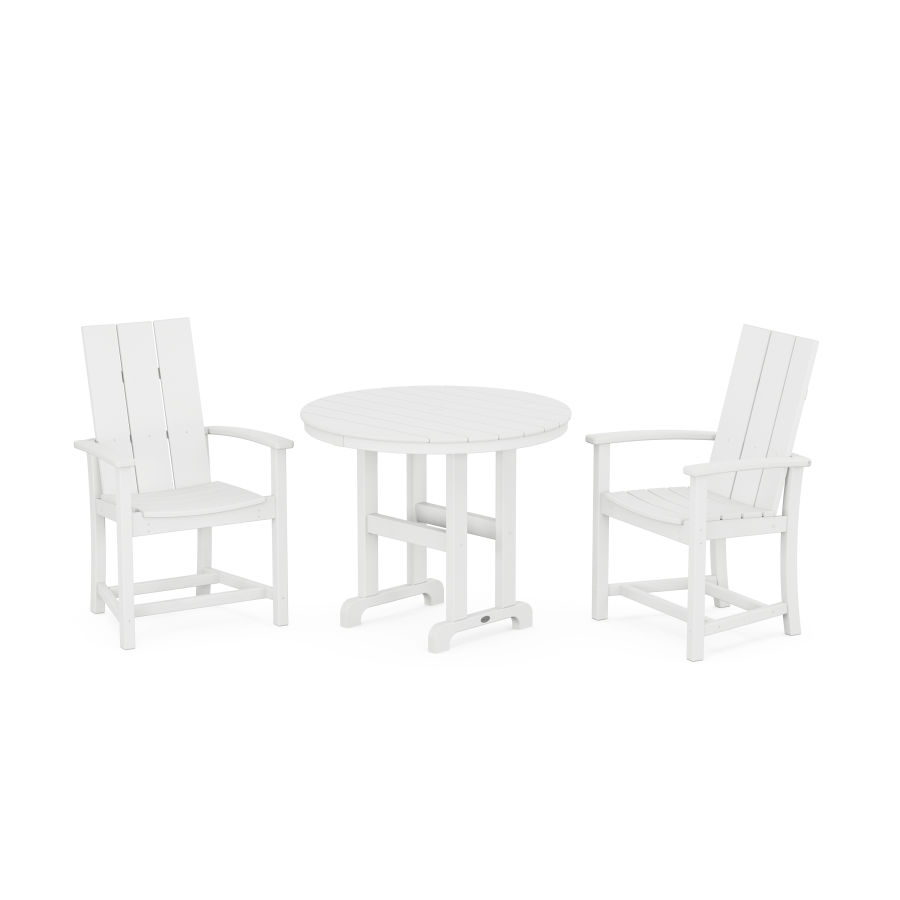 POLYWOOD Modern Adirondack 3-Piece Round Dining Set in White