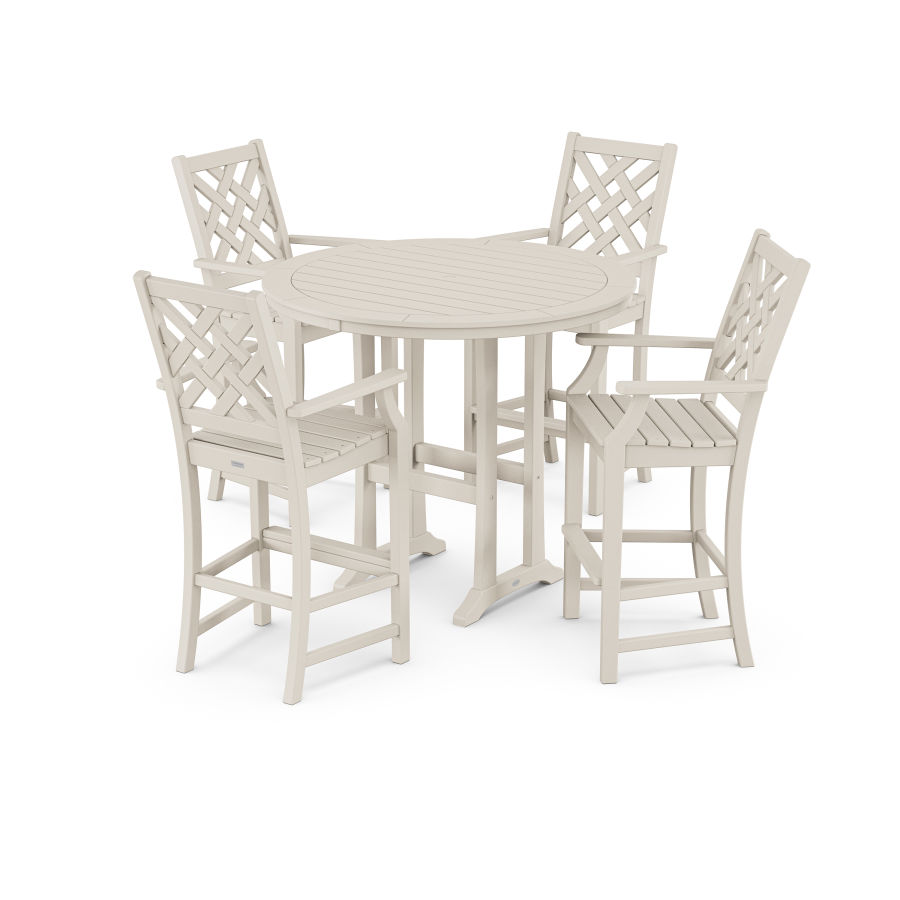 POLYWOOD Wovendale 5-Piece Round Bar Set in Sand