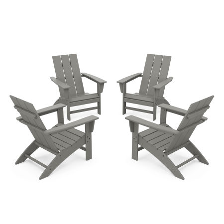 4-Piece Modern Adirondack Chair Conversation Set in Slate Grey