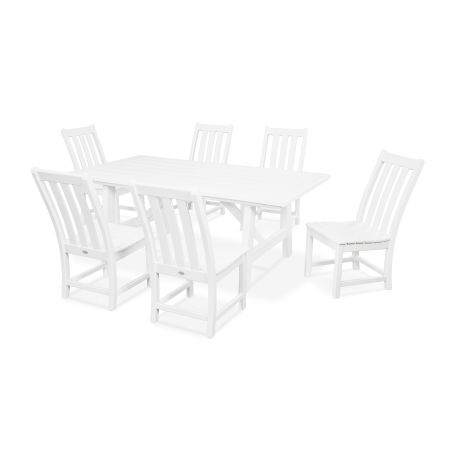 Vineyard 7-Piece Rustic Farmhouse Side Chair Dining Set in White