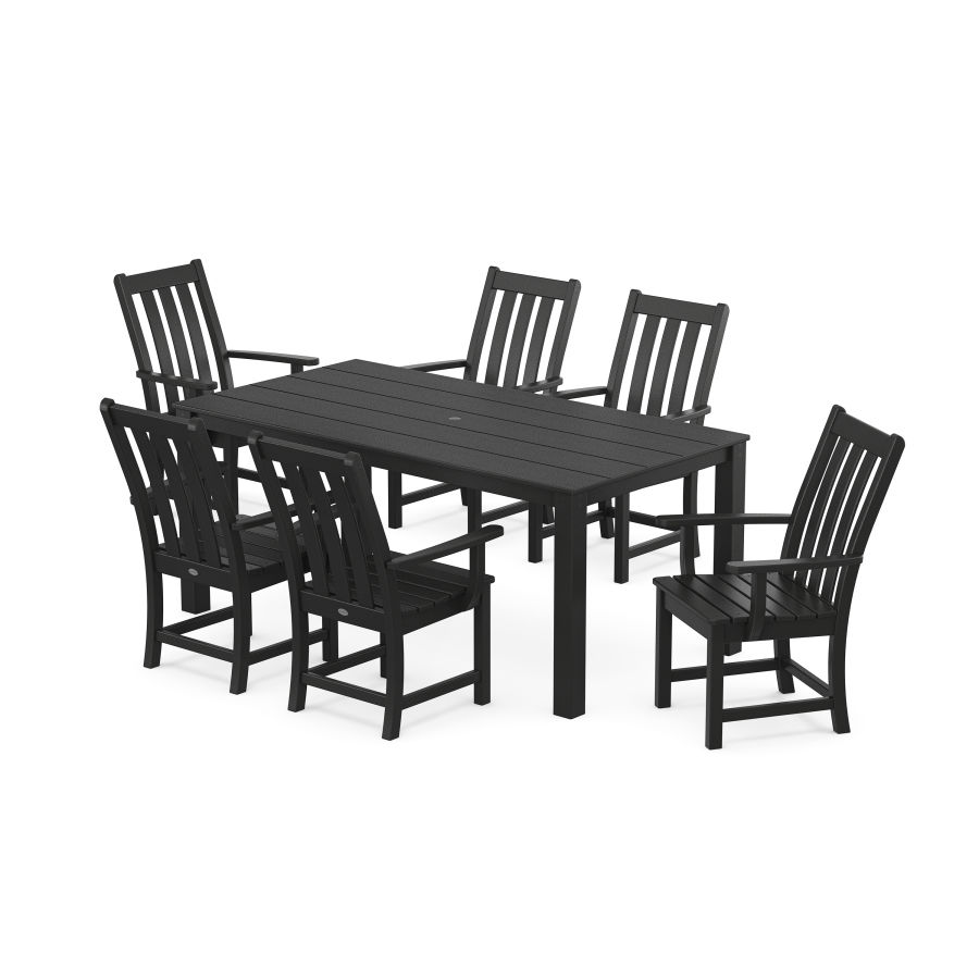 POLYWOOD Vineyard 7-Piece Parsons Arm Chair Dining Set in Black