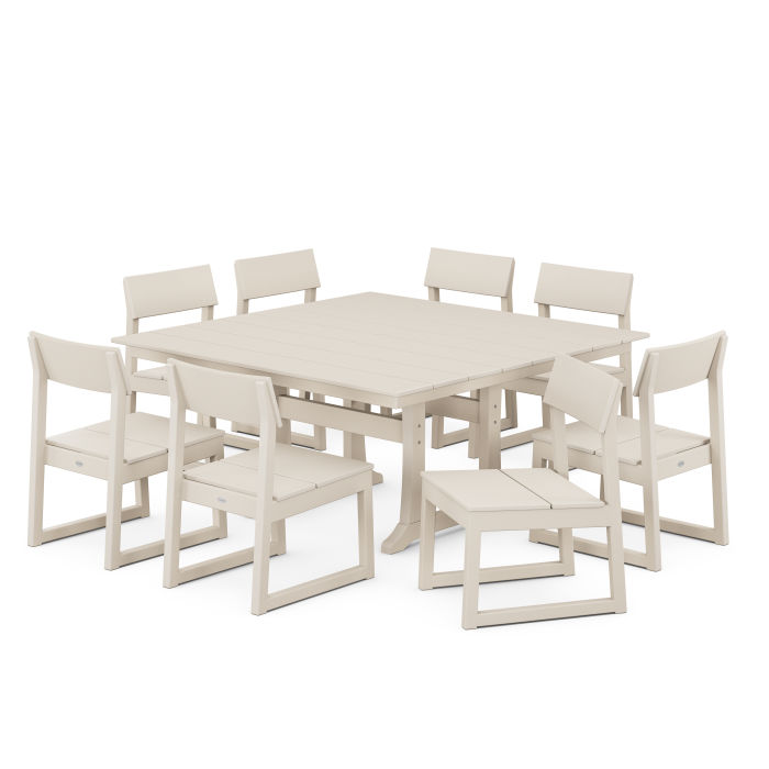 POLYWOOD EDGE 9-Piece Farmhouse Trestle Dining Set