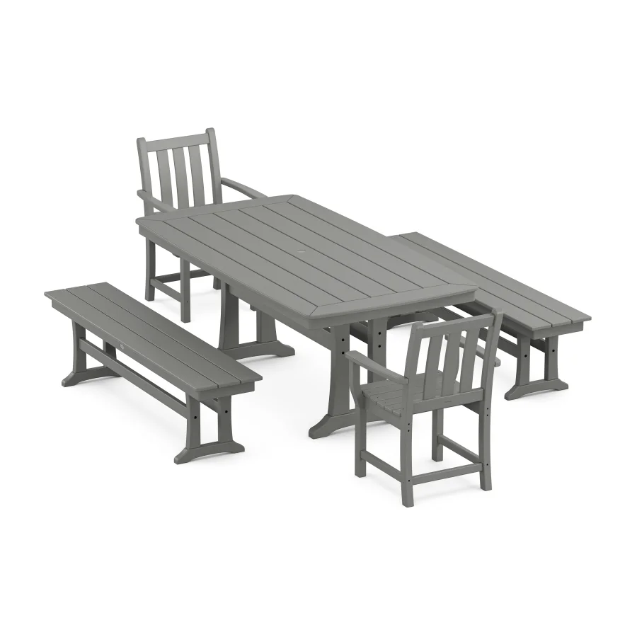 POLYWOOD Traditional Garden 5-Piece Dining Set with Trestle Legs