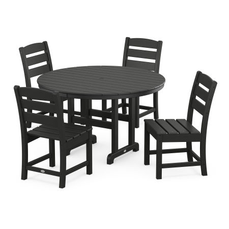 Lakeside 5-Piece Round Farmhouse Side Chair Dining Set in Black