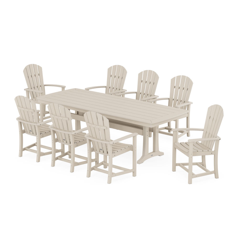 POLYWOOD Palm Coast 9-Piece Dining Set with Trestle Legs in Sand