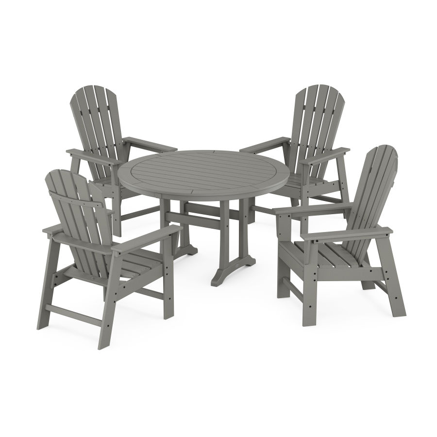 POLYWOOD South Beach 5-Piece Round Dining Set with Trestle Legs