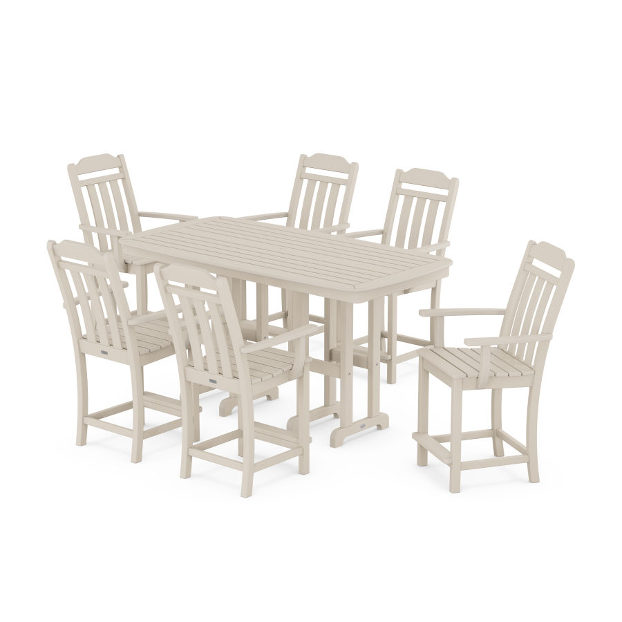 POLYWOOD Country Living Arm Chair 7-Piece Counter Set in Sand