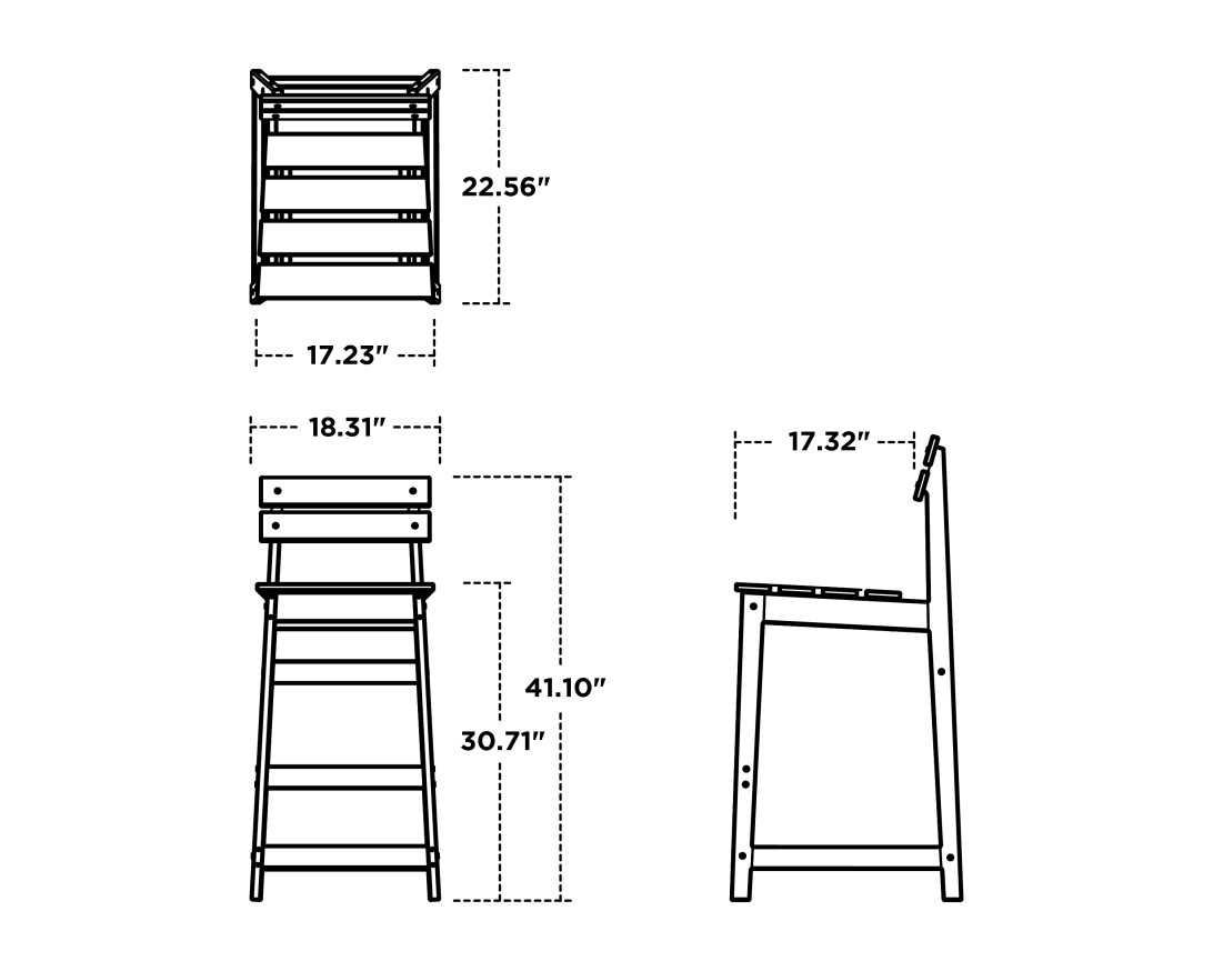 Dimensions for Modern Studio Plaza Lowback Bar Chair