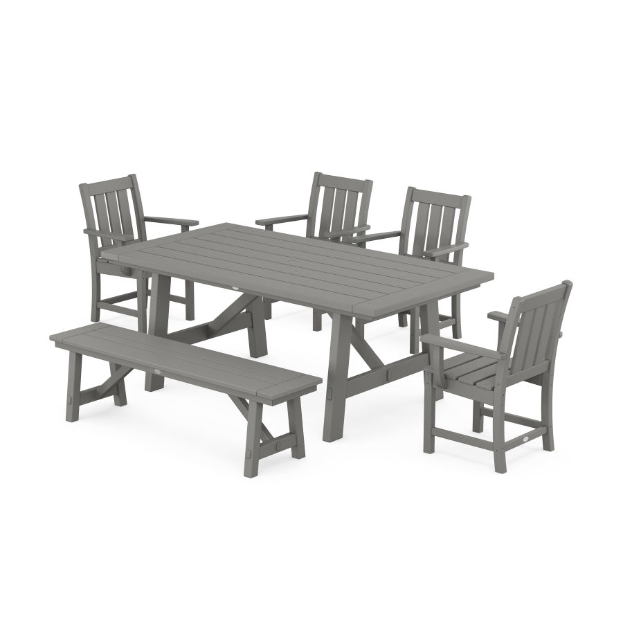 POLYWOOD Oxford 6-Piece Rustic Farmhouse Dining Set with Bench