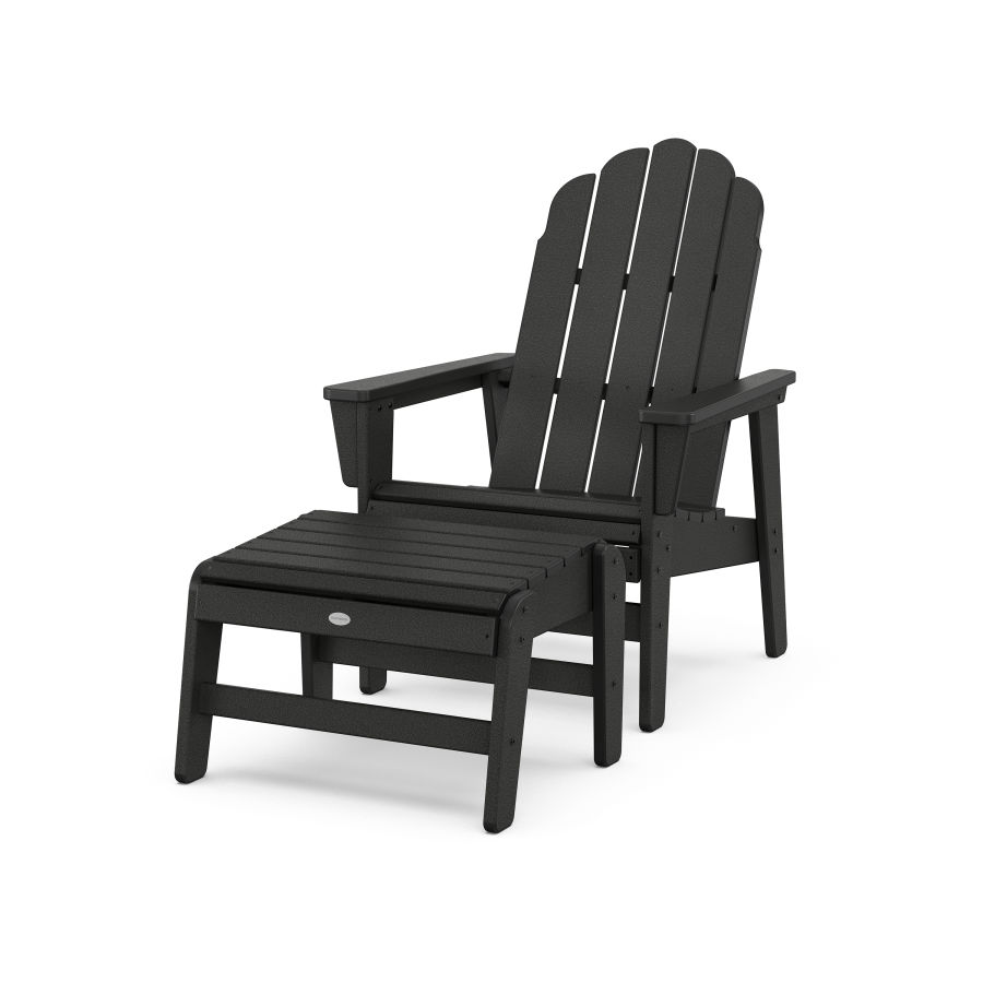 POLYWOOD Vineyard Grand Upright Adirondack Chair with Ottoman in Black