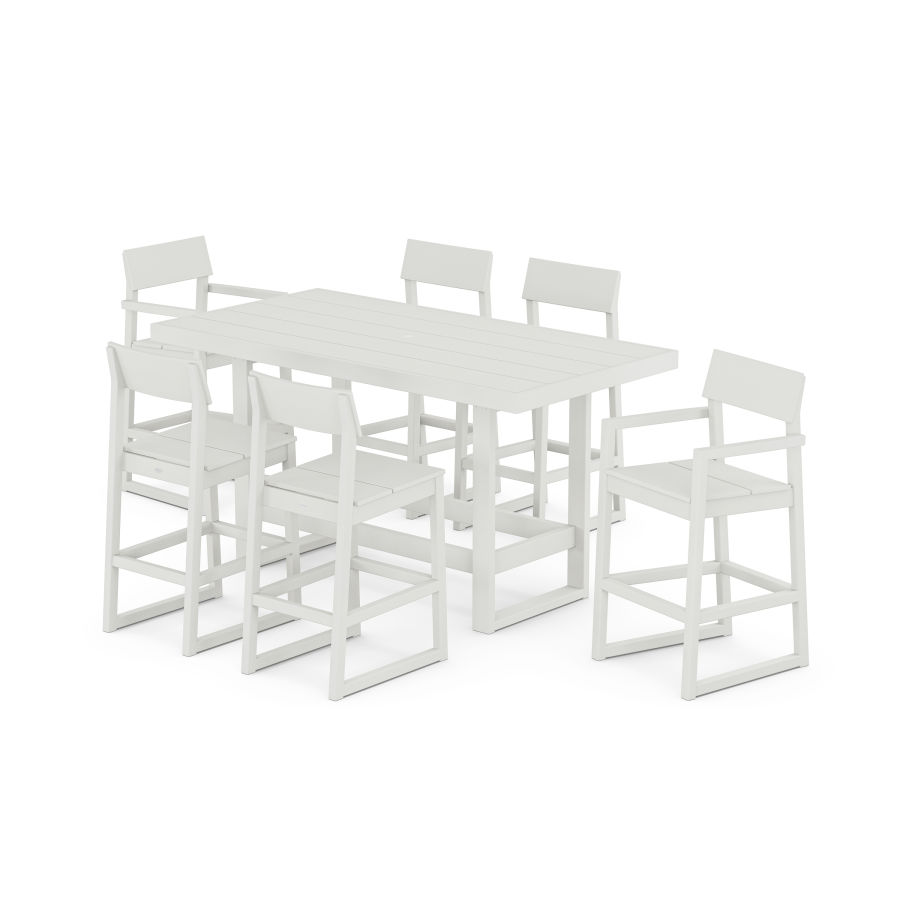 POLYWOOD EDGE 7-Piece Bar Table Set in Vintage White