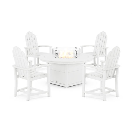 Classic 4-Piece Upright Adirondack Conversation Set with Fire Pit Table in White