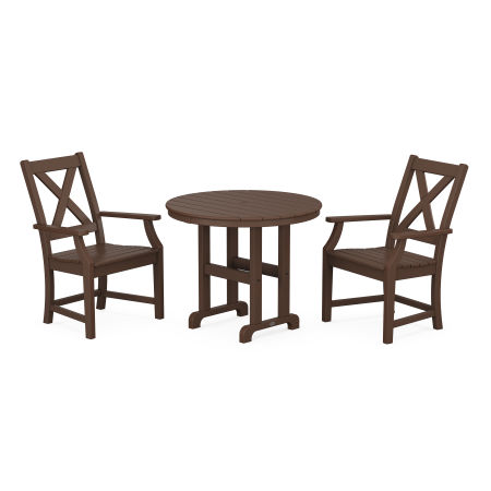 Braxton 3-Piece Round Dining Set in Mahogany