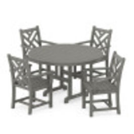 POLYWOOD® Chippendale 5-Piece Round Farmhouse Dining Set - PWS122-1