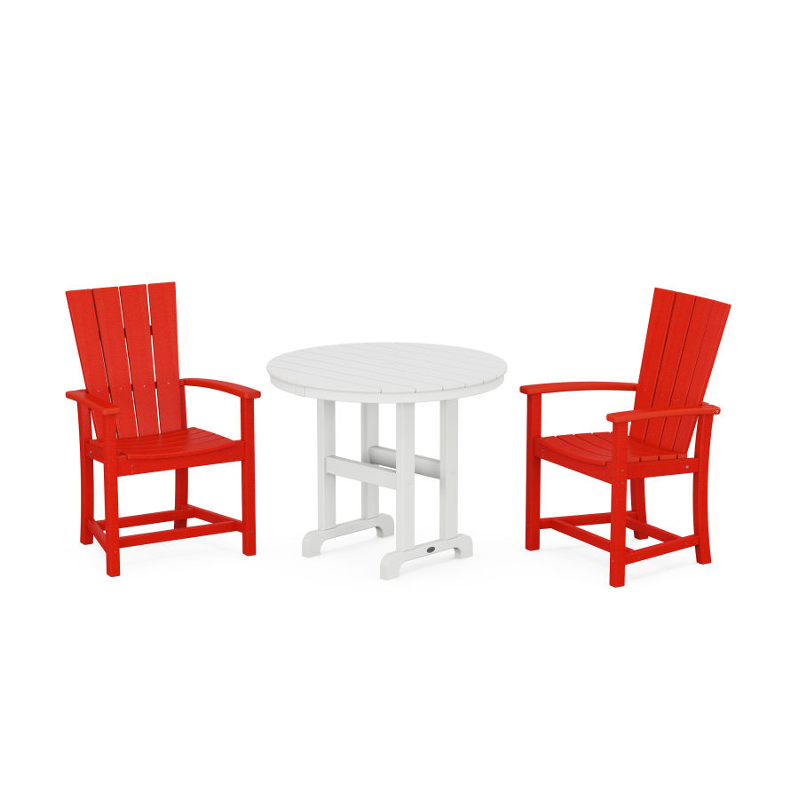 POLYWOOD Quattro 3-Piece Round Dining Set in Sunset Red