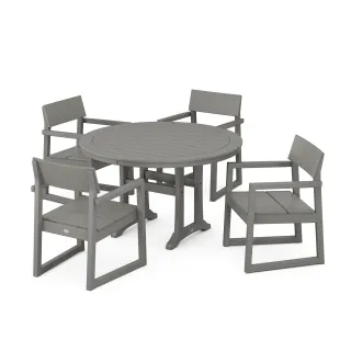 POLYWOOD EDGE 5-Piece Round Dining Set with Trestle Legs