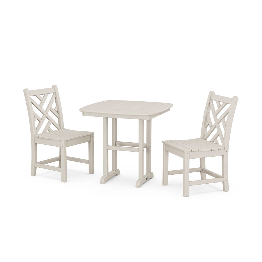 POLYWOOD Chippendale Side Chair 3-Piece Dining Set in Sand
