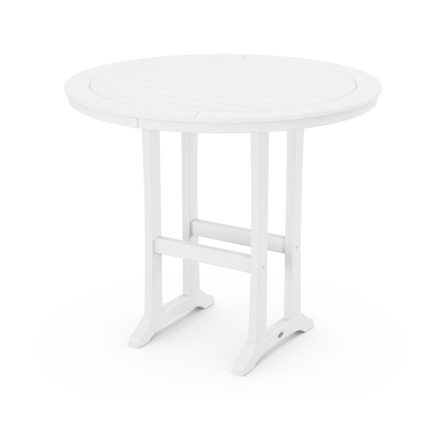 POLYWOOD 48" Round Bar Table in White