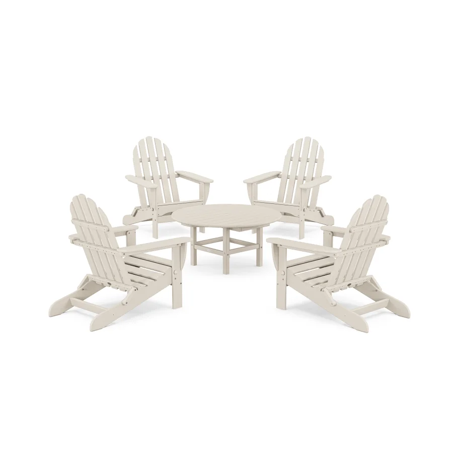 POLYWOOD Classic Folding Adirondack 5-Piece Conversation Group in Sand