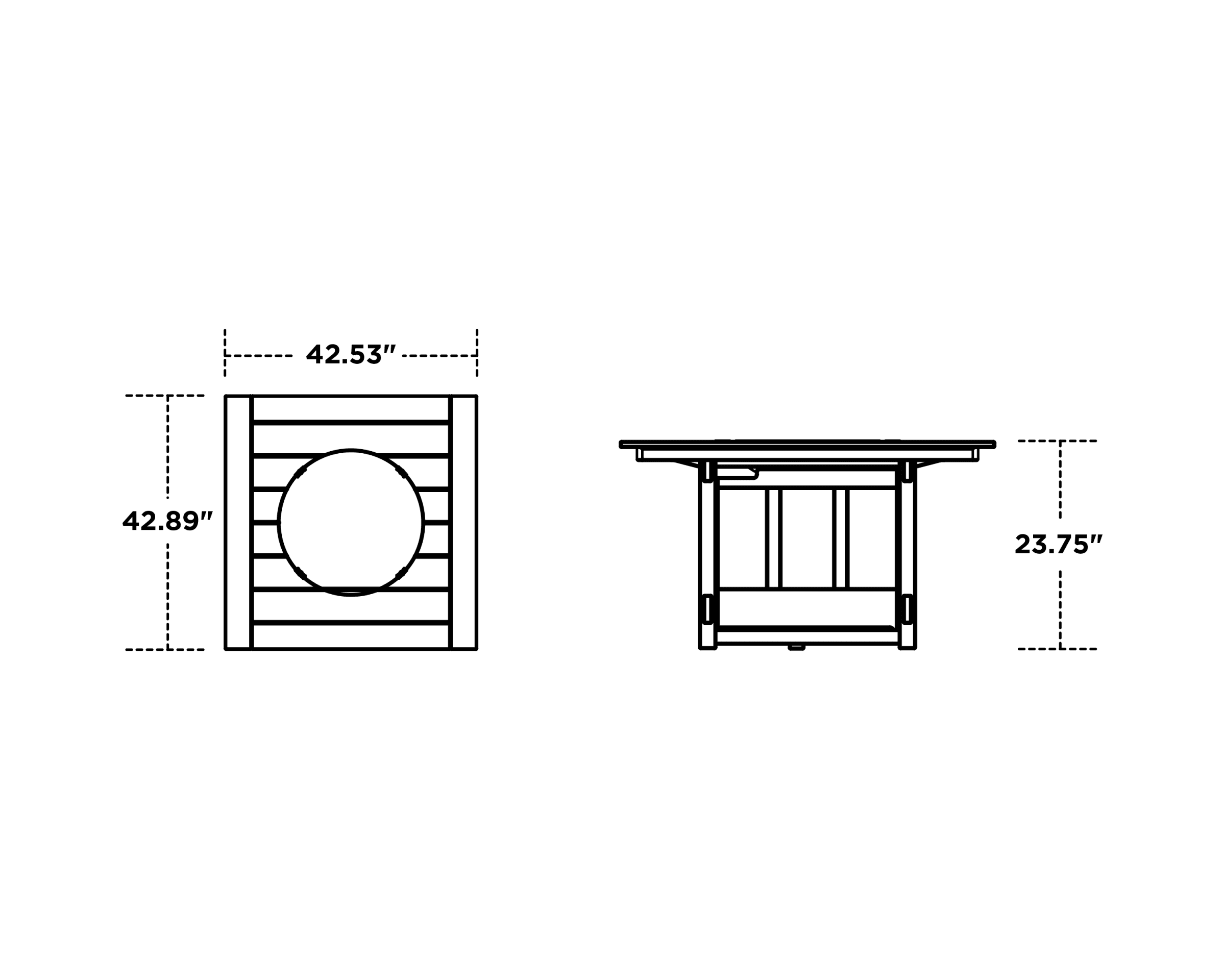 Dimensions for Acadia Square 42" Fire Pit Table