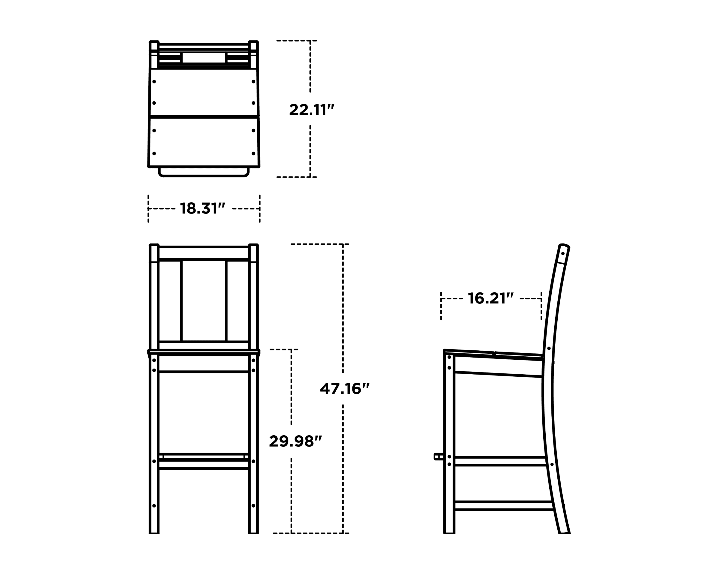 Dimensions for Prairie Bar Side Chair